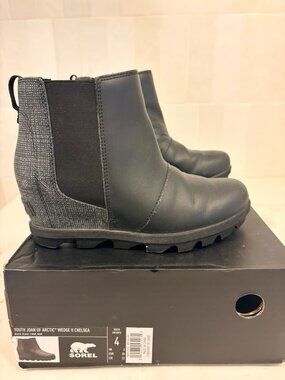 : SOREL Joan of Arctic Wedge II Chelsea Boots Girls Youth Size 4 Black